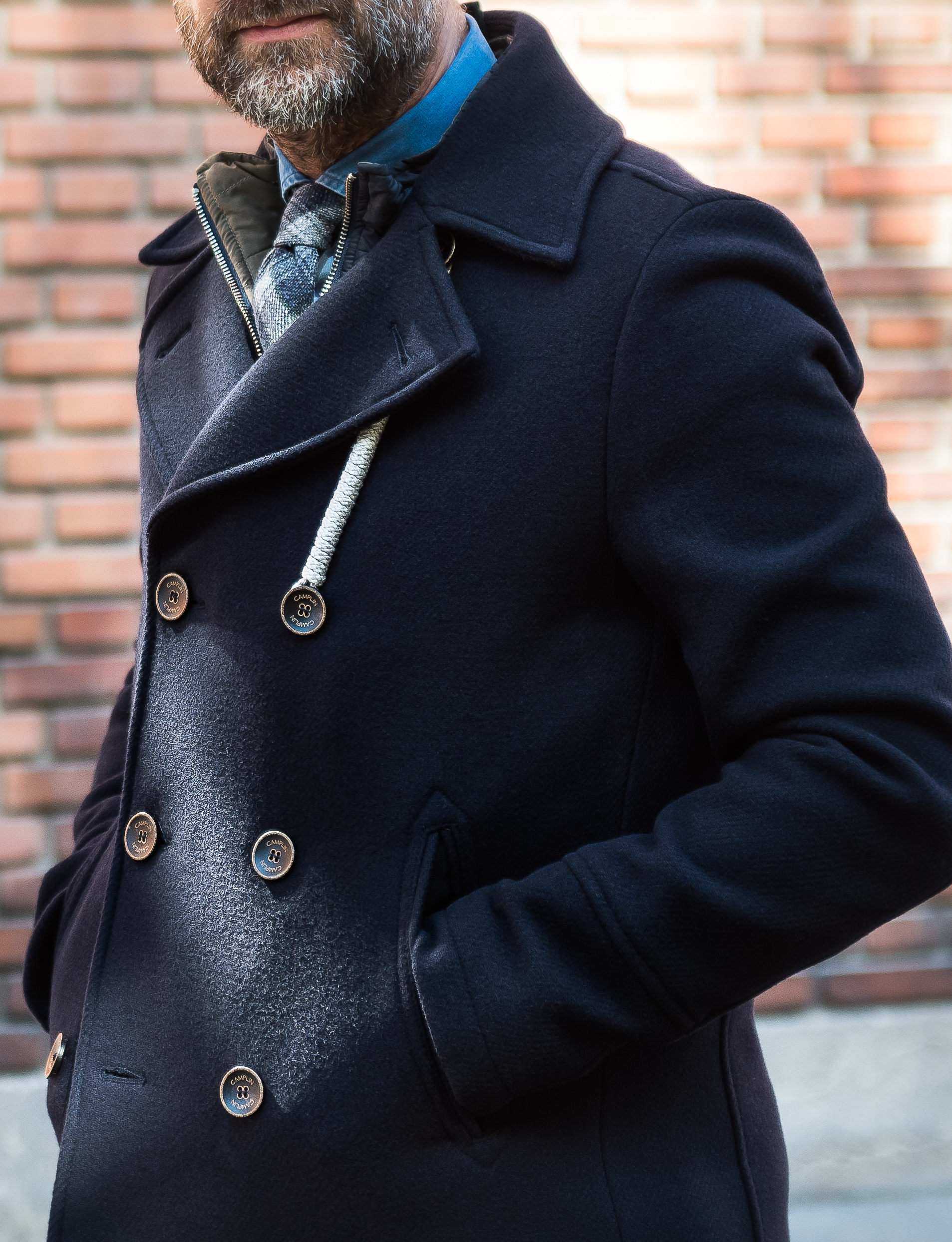 Caban Camplin en laine d perlente bleu marine Cadot