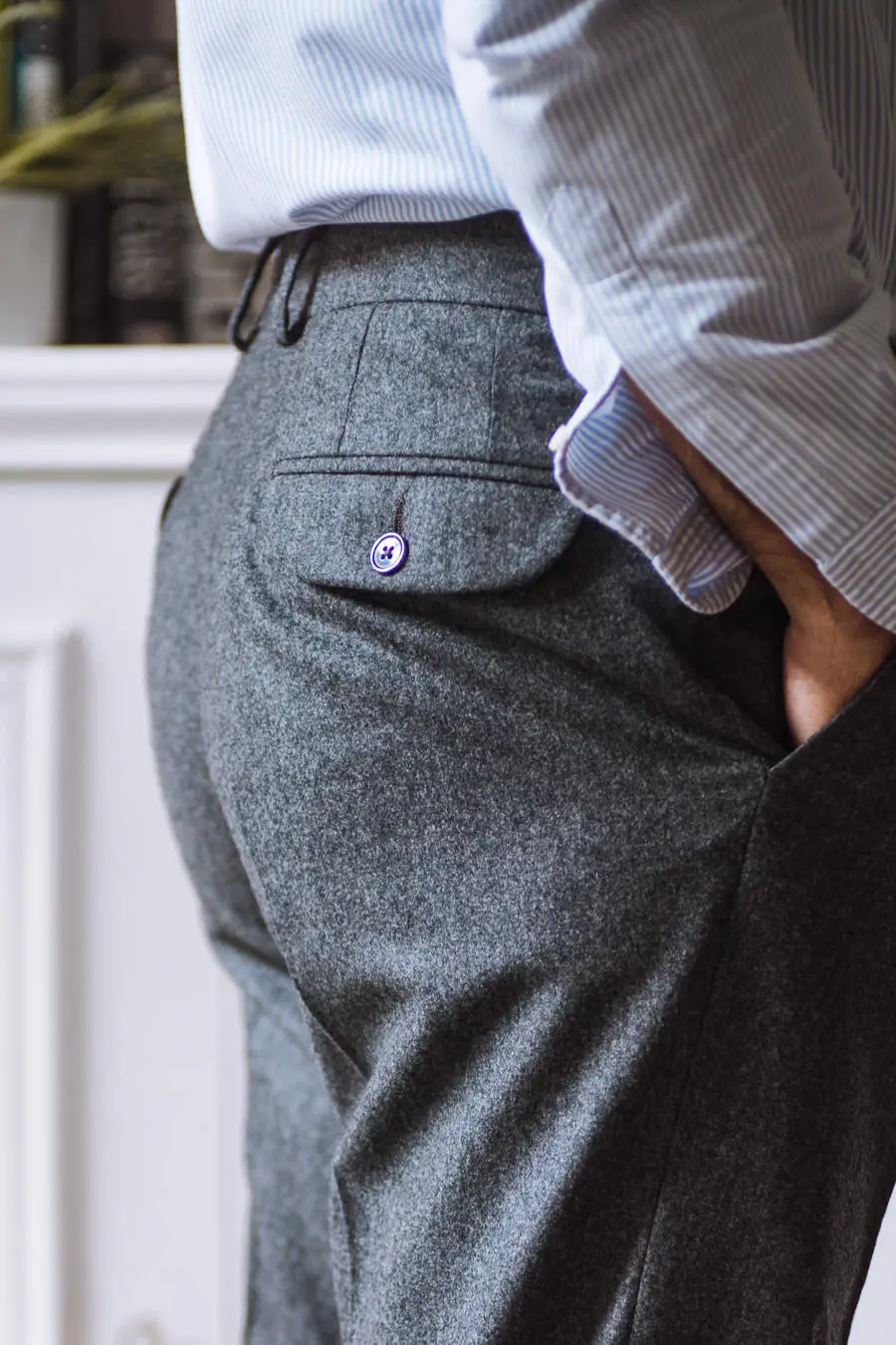 Pantalon Cargo en flanelle gris à la commande Cadot