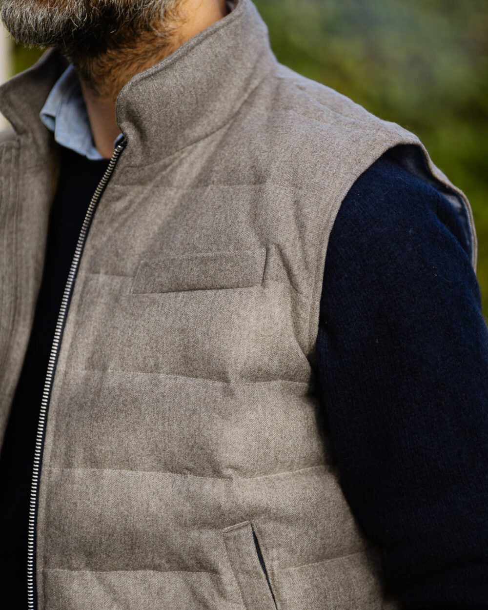 Gilet Bennet en flanelle garni de ouate grege Cadot